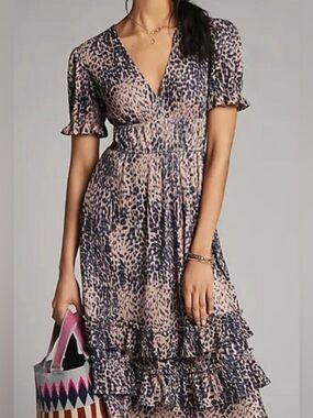 Anthropologie Hutch Ria Leopard Print Midi Dress NWT